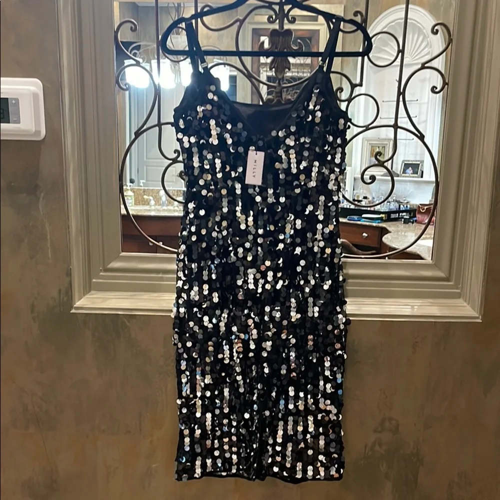 🖤🩶 NWT Milly  Sequin Jessie Dress - Picture 8 of 10
